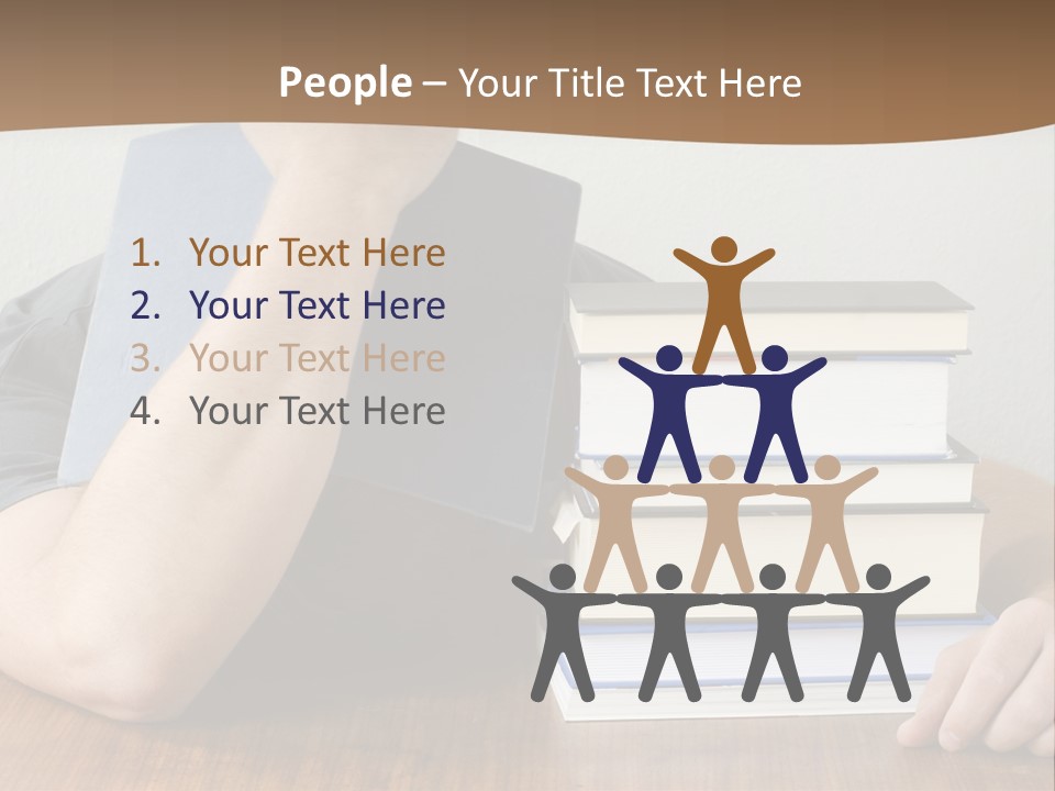 A Person Sitting At A Table With A Stack Of Books PowerPoint Template