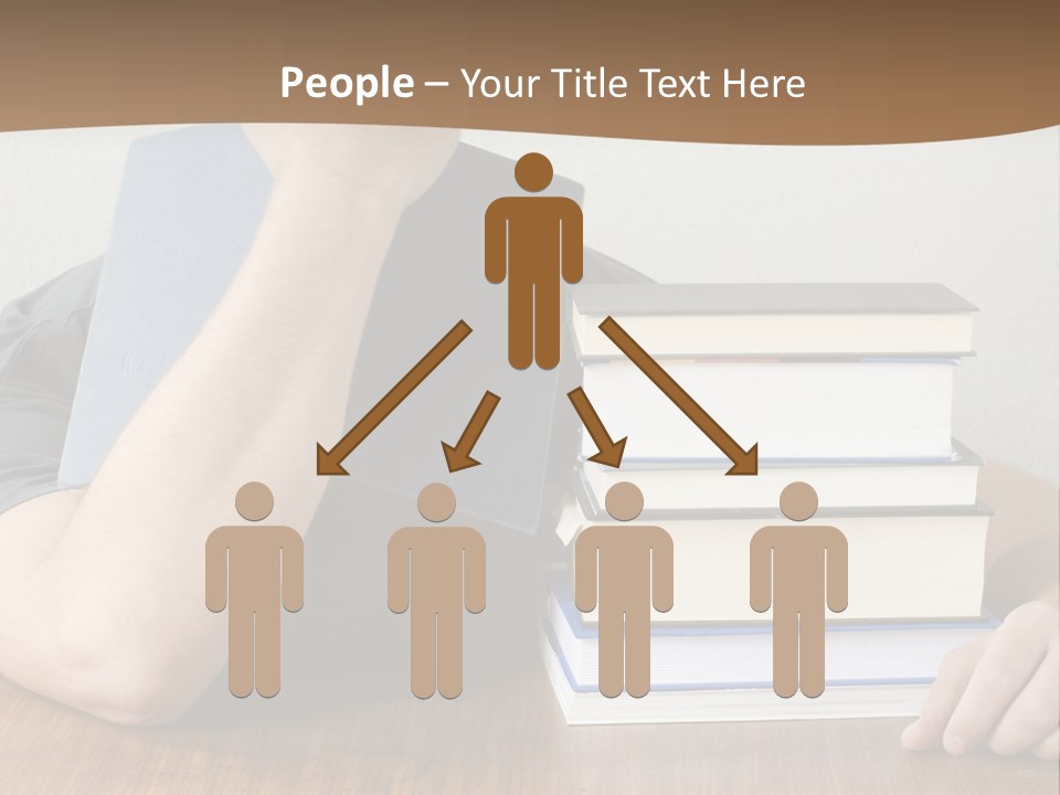 A Person Sitting At A Table With A Stack Of Books PowerPoint Template