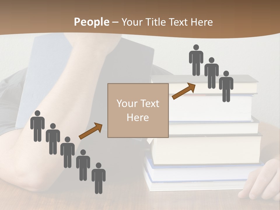 A Person Sitting At A Table With A Stack Of Books PowerPoint Template