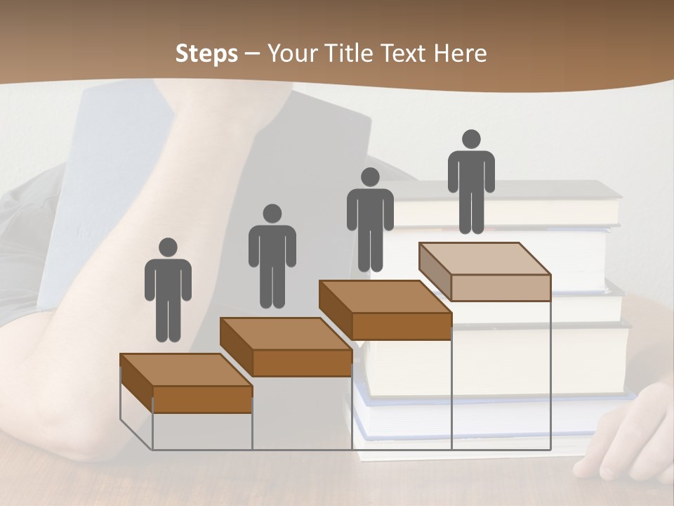 A Person Sitting At A Table With A Stack Of Books PowerPoint Template