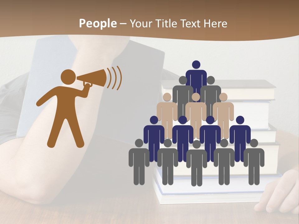 A Person Sitting At A Table With A Stack Of Books PowerPoint Template