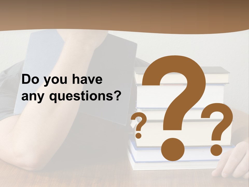 A Person Sitting At A Table With A Stack Of Books PowerPoint Template