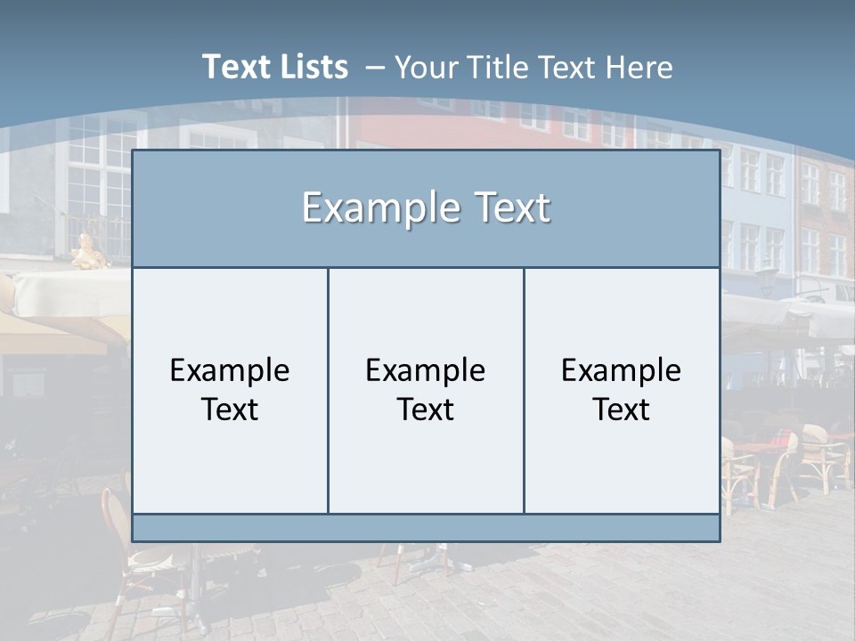 A Row Of Tables And Chairs With Umbrellas Over Them PowerPoint Template