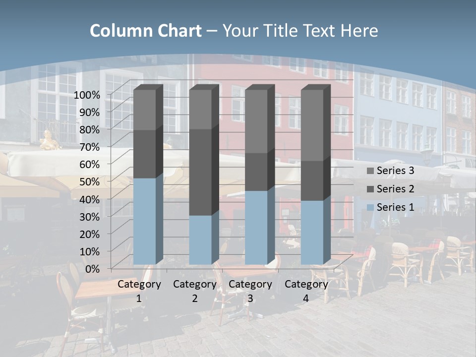 A Row Of Tables And Chairs With Umbrellas Over Them PowerPoint Template