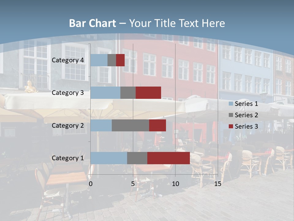 A Row Of Tables And Chairs With Umbrellas Over Them PowerPoint Template