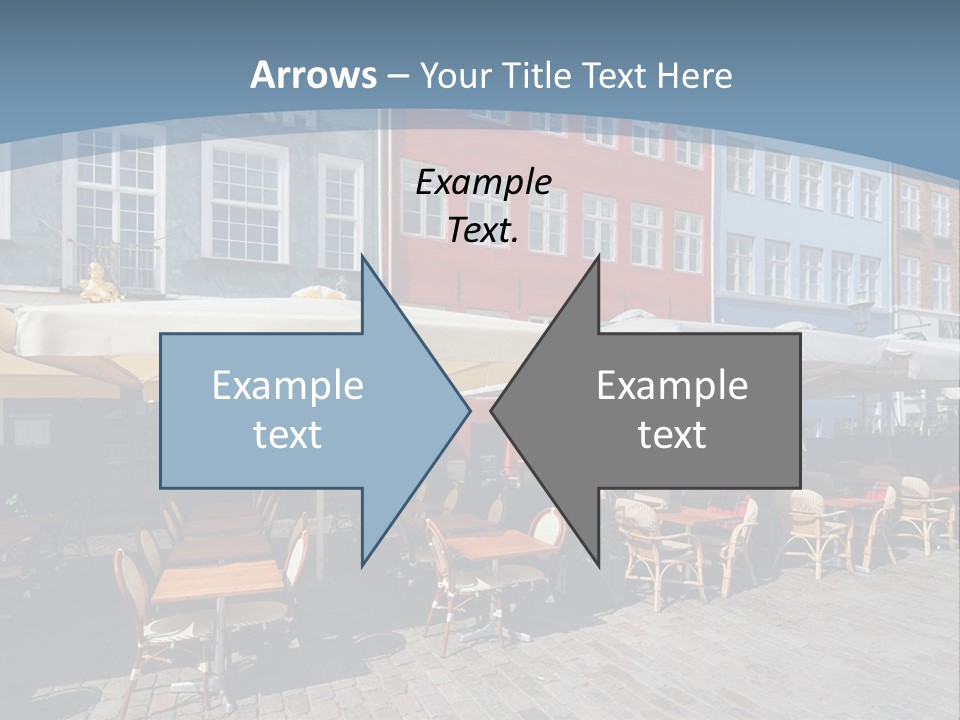 A Row Of Tables And Chairs With Umbrellas Over Them PowerPoint Template