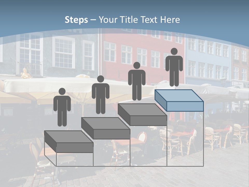 A Row Of Tables And Chairs With Umbrellas Over Them PowerPoint Template