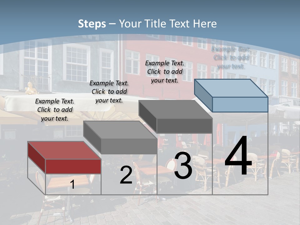 A Row Of Tables And Chairs With Umbrellas Over Them PowerPoint Template
