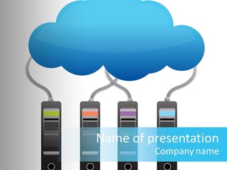 A Cloud With Three Phones Connected To It PowerPoint Template