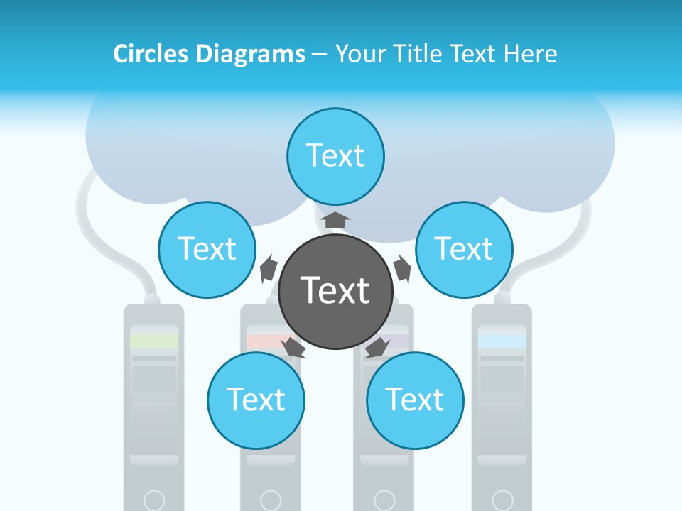 A Cloud With Three Phones Connected To It PowerPoint Template