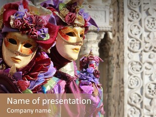 A Couple Of People That Are Wearing Masks PowerPoint Template