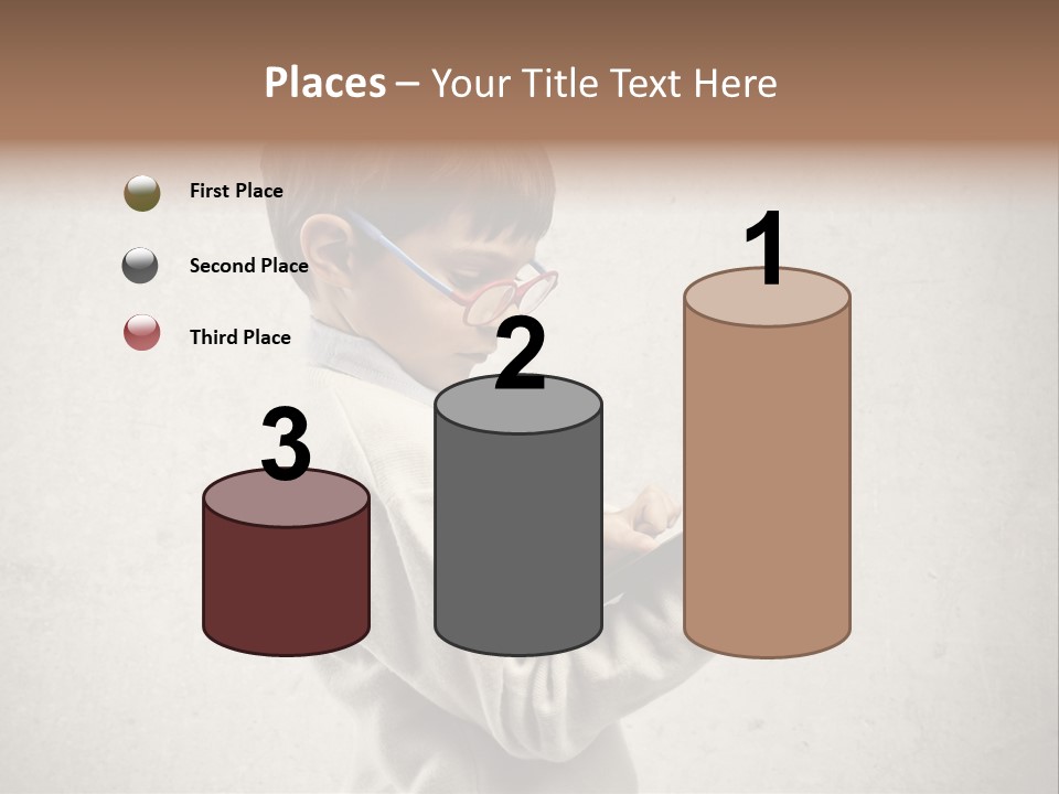 A Young Boy Wearing Glasses Holding A Tablet PowerPoint Template