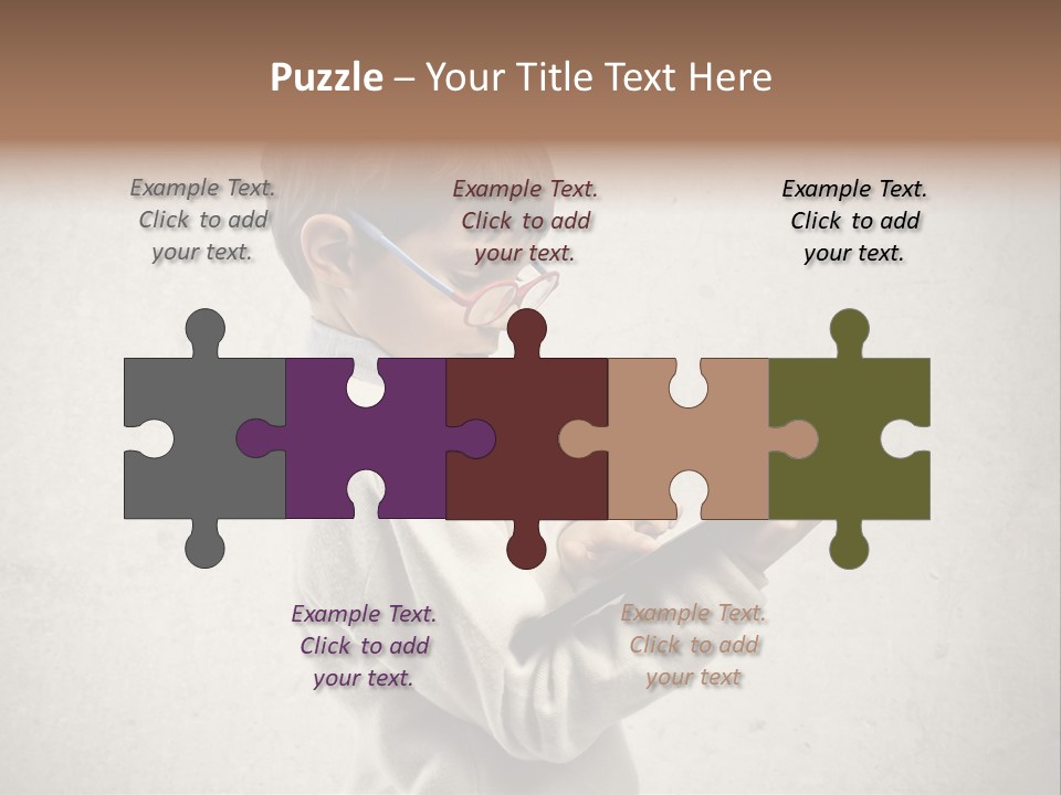 A Young Boy Wearing Glasses Holding A Tablet PowerPoint Template