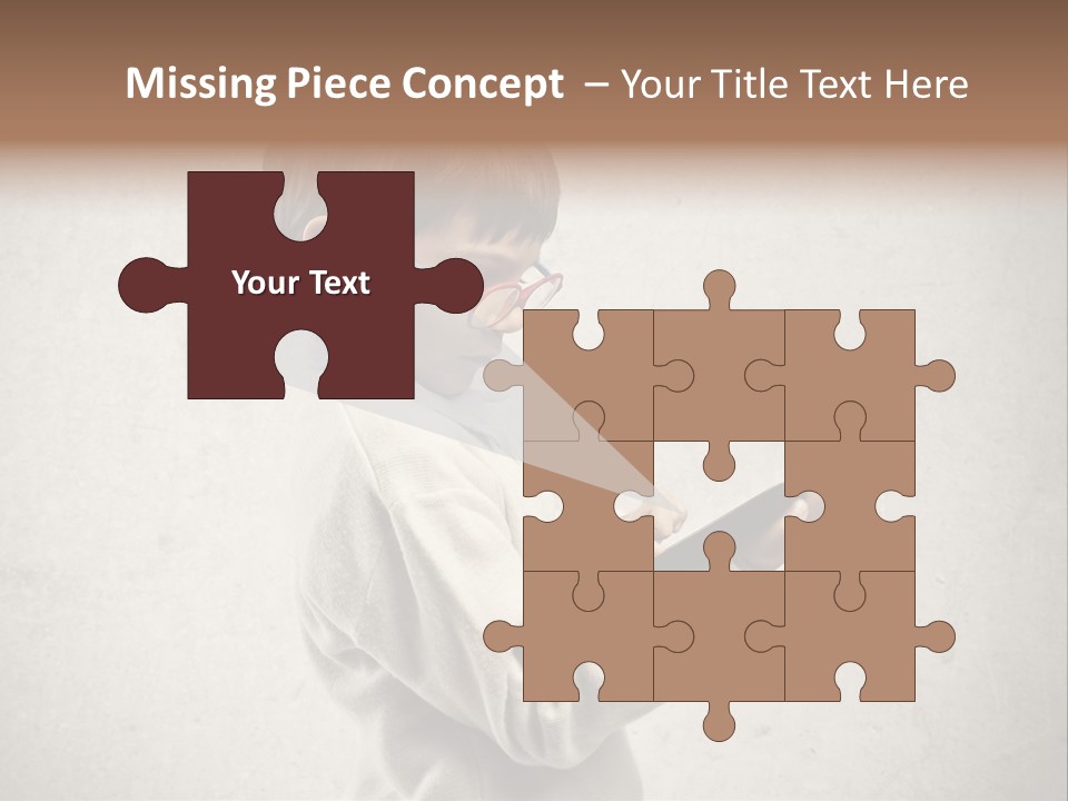 A Young Boy Wearing Glasses Holding A Tablet PowerPoint Template