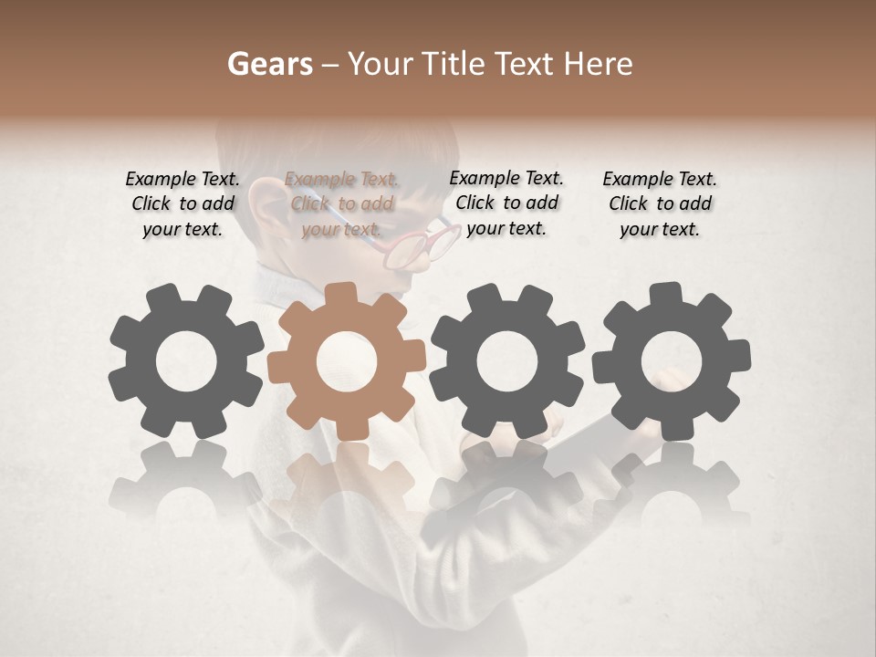 A Young Boy Wearing Glasses Holding A Tablet PowerPoint Template