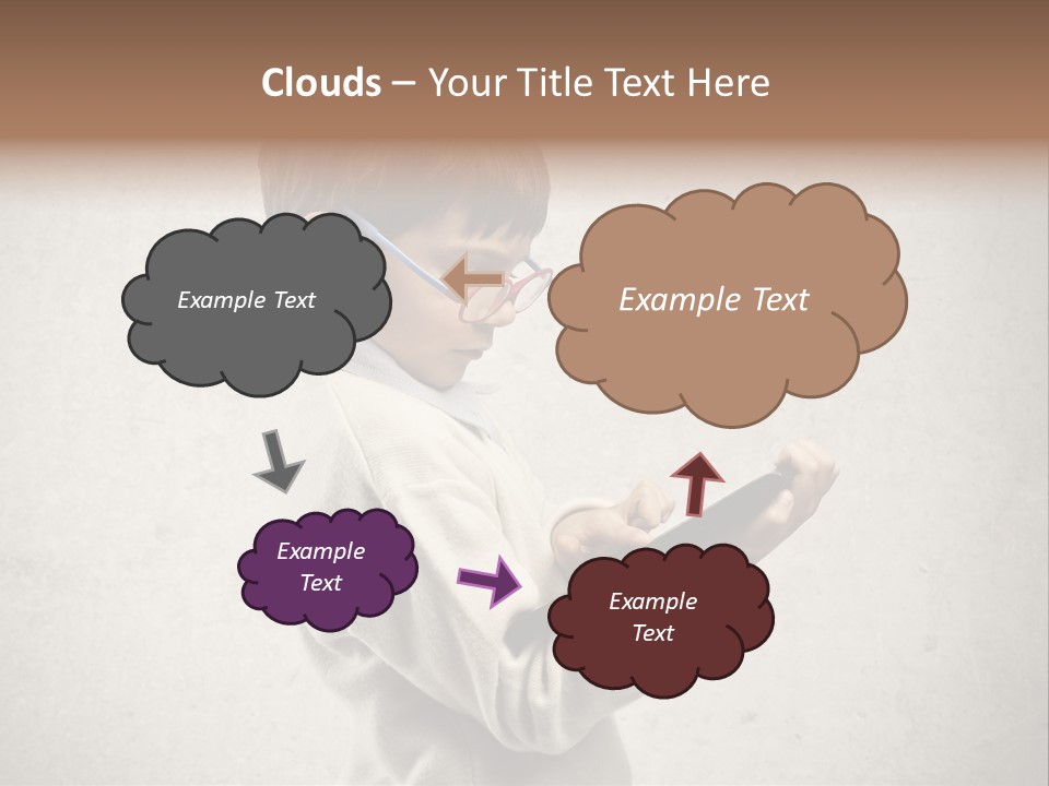 A Young Boy Wearing Glasses Holding A Tablet PowerPoint Template