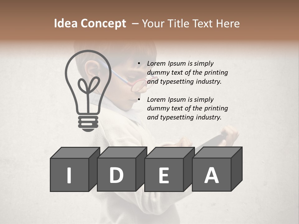 A Young Boy Wearing Glasses Holding A Tablet PowerPoint Template