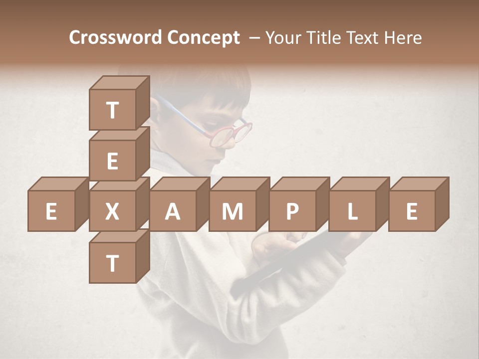 A Young Boy Wearing Glasses Holding A Tablet PowerPoint Template