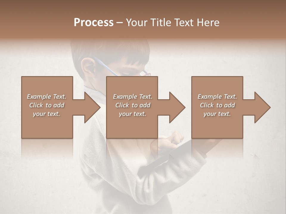 A Young Boy Wearing Glasses Holding A Tablet PowerPoint Template