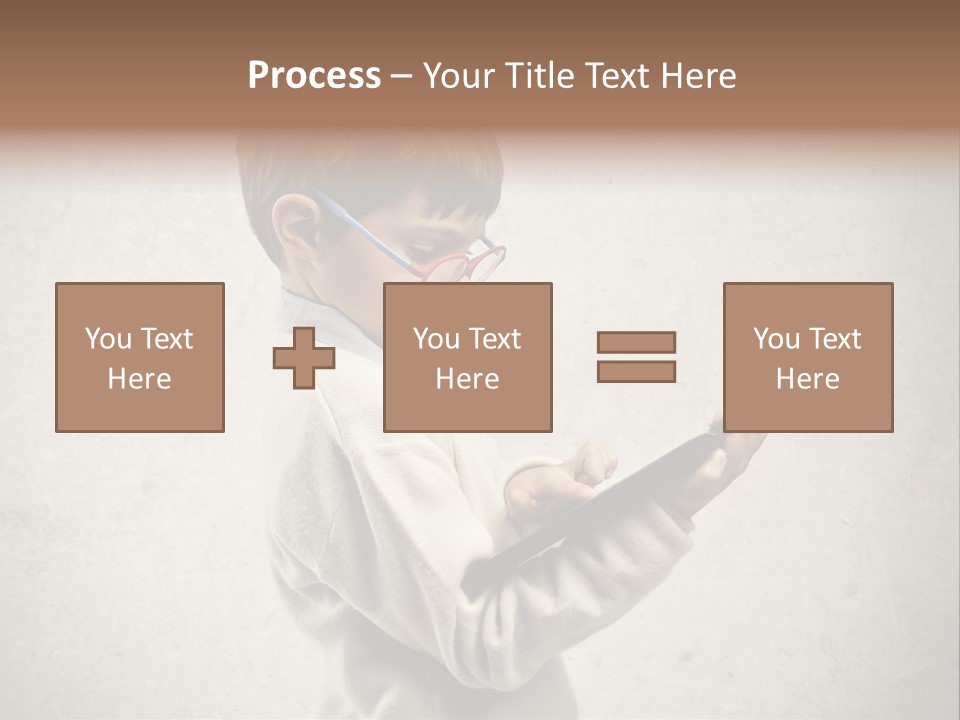 A Young Boy Wearing Glasses Holding A Tablet PowerPoint Template