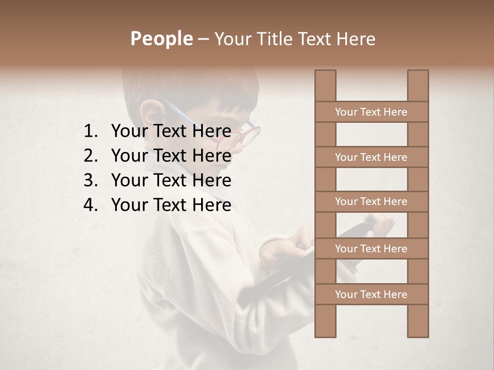 A Young Boy Wearing Glasses Holding A Tablet PowerPoint Template