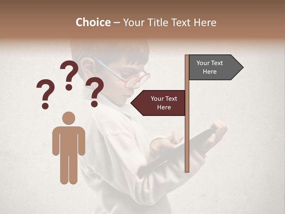 A Young Boy Wearing Glasses Holding A Tablet PowerPoint Template