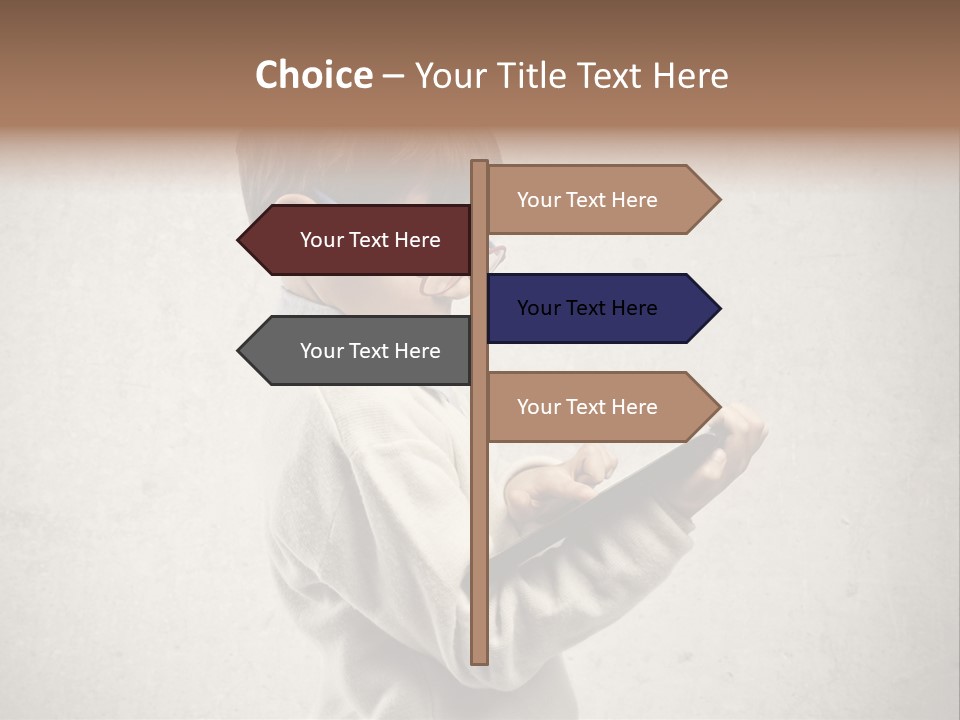 A Young Boy Wearing Glasses Holding A Tablet PowerPoint Template