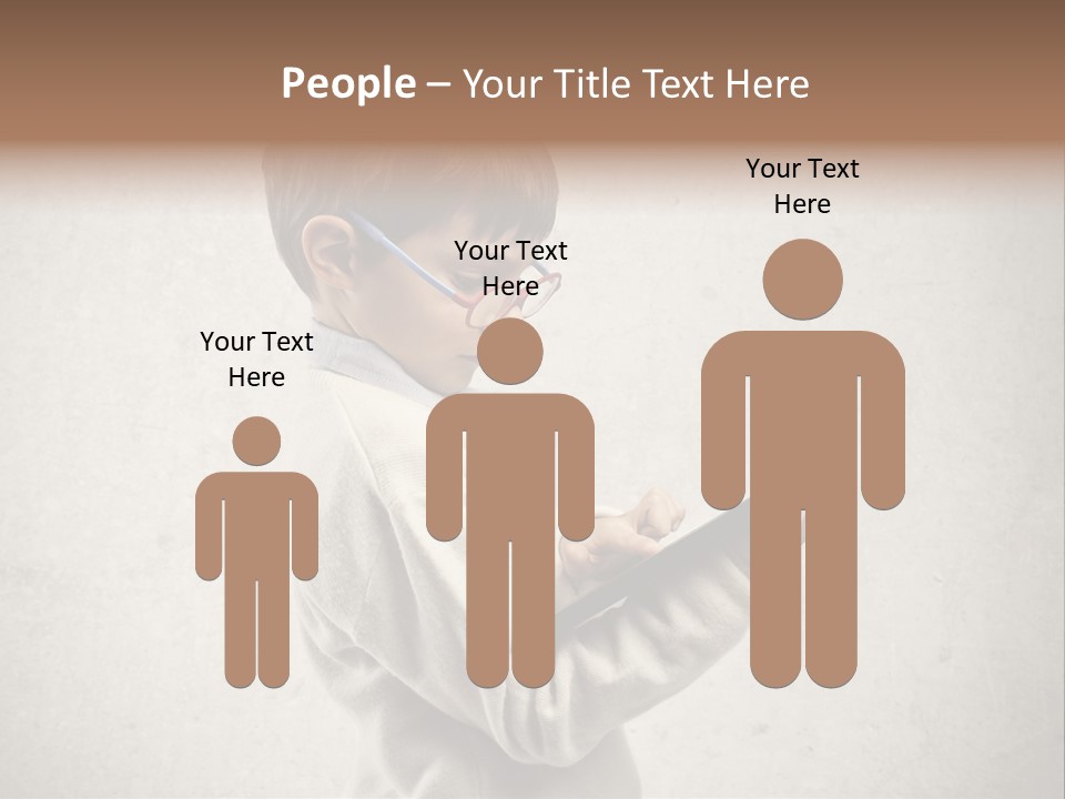 A Young Boy Wearing Glasses Holding A Tablet PowerPoint Template