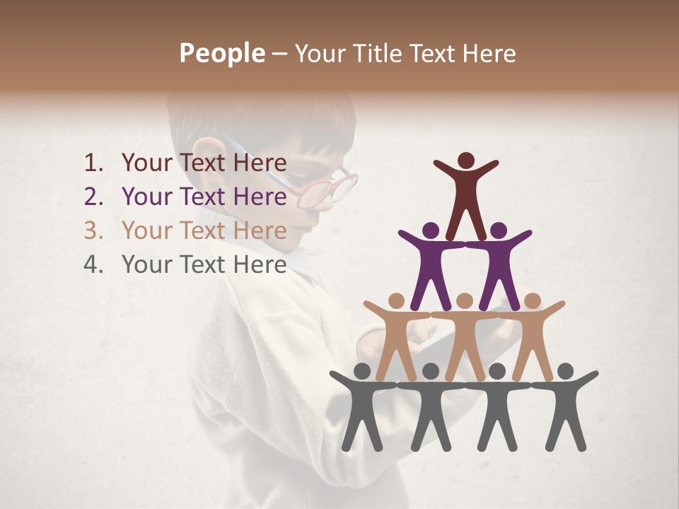 A Young Boy Wearing Glasses Holding A Tablet PowerPoint Template