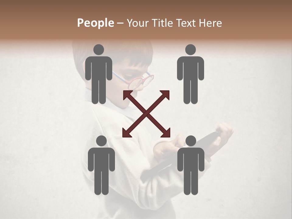 A Young Boy Wearing Glasses Holding A Tablet PowerPoint Template