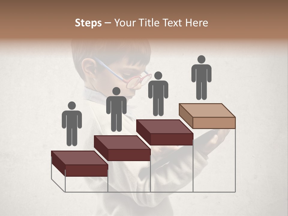 A Young Boy Wearing Glasses Holding A Tablet PowerPoint Template