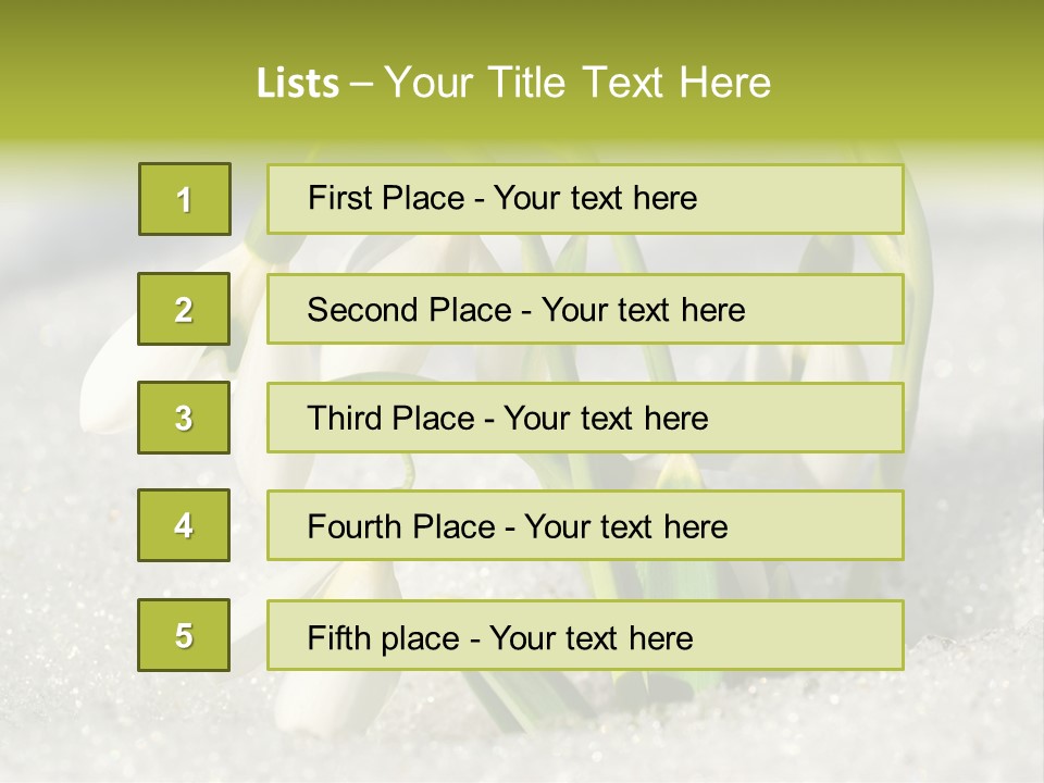 A Group Of Snowdrops In The Snow On A Sunny Day PowerPoint Template