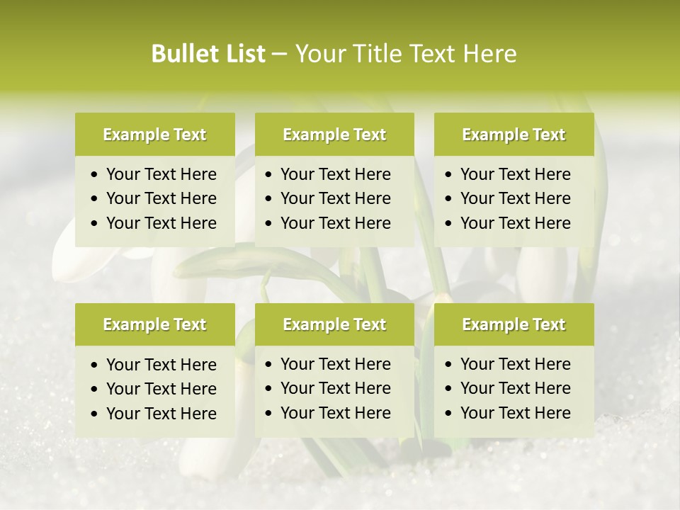 A Group Of Snowdrops In The Snow On A Sunny Day PowerPoint Template