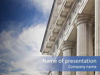 Legal Building Grecoroman Column Symbol PowerPoint Template