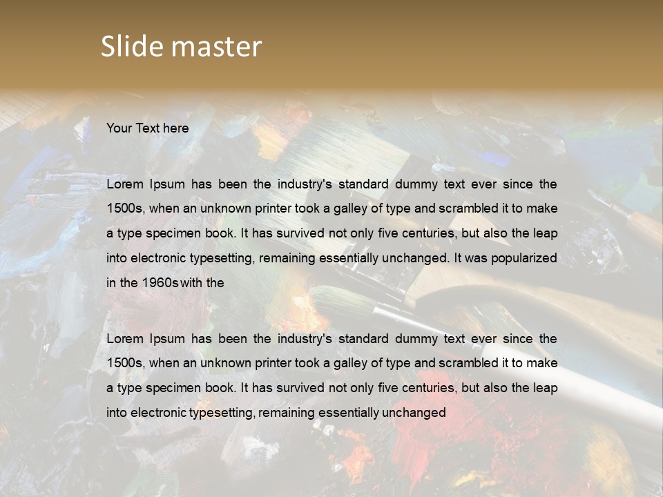 A Paintbrush And Some Paint Sitting On Top Of A Table PowerPoint Template