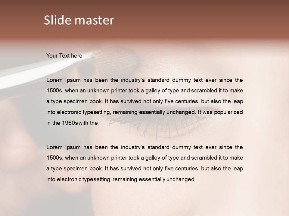 A Woman Is Putting Mascara On Her Eye PowerPoint Template