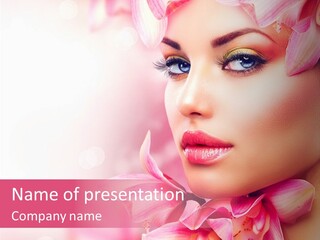 Pink Portrait Lips PowerPoint Template