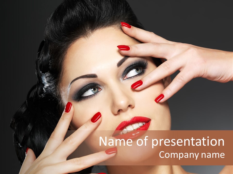 Beautiful Design Red Manicure PowerPoint Template