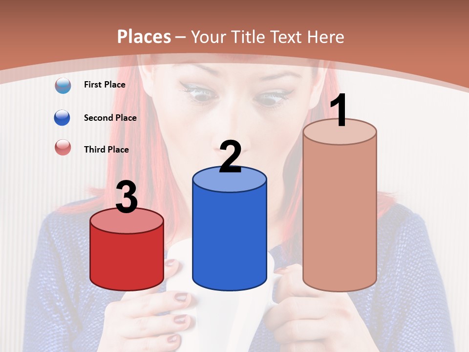 A Woman With Red Hair Holding A Cup Of Coffee PowerPoint Template