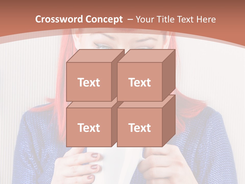 A Woman With Red Hair Holding A Cup Of Coffee PowerPoint Template