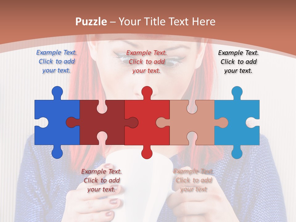 A Woman With Red Hair Holding A Cup Of Coffee PowerPoint Template