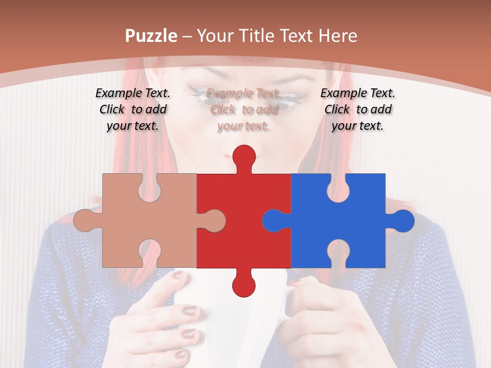 A Woman With Red Hair Holding A Cup Of Coffee PowerPoint Template