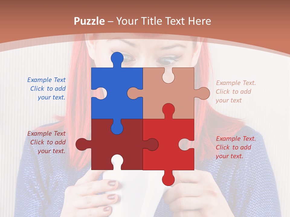 A Woman With Red Hair Holding A Cup Of Coffee PowerPoint Template