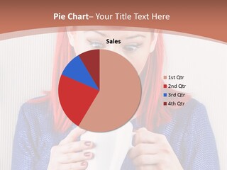 A Woman With Red Hair Holding A Cup Of Coffee PowerPoint Template