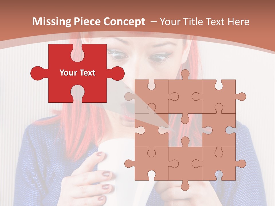 A Woman With Red Hair Holding A Cup Of Coffee PowerPoint Template