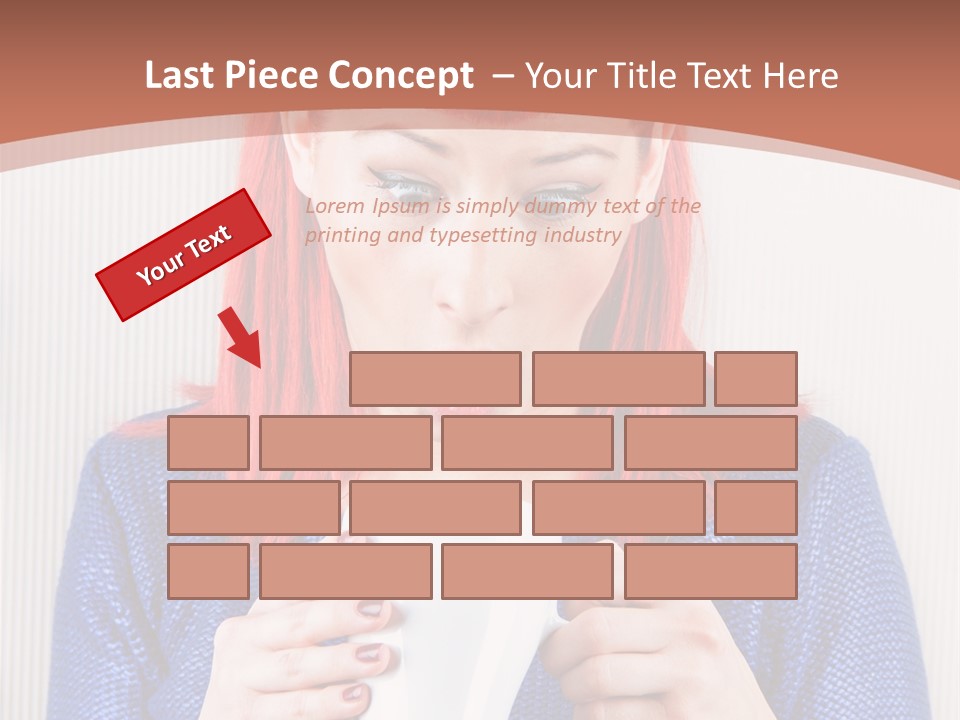 A Woman With Red Hair Holding A Cup Of Coffee PowerPoint Template