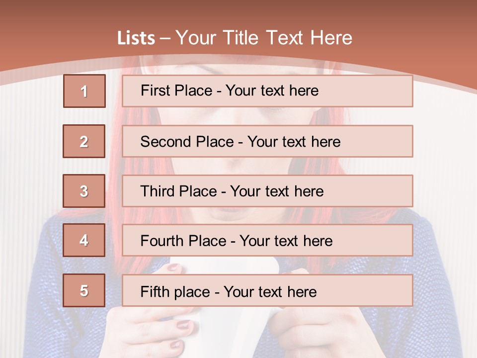 A Woman With Red Hair Holding A Cup Of Coffee PowerPoint Template