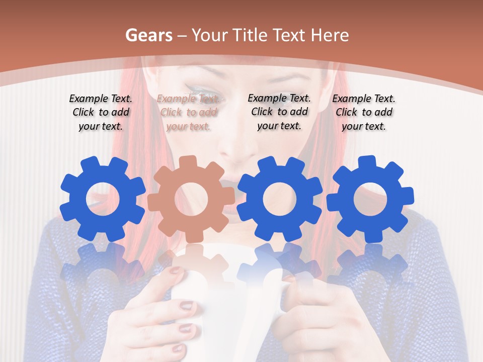 A Woman With Red Hair Holding A Cup Of Coffee PowerPoint Template