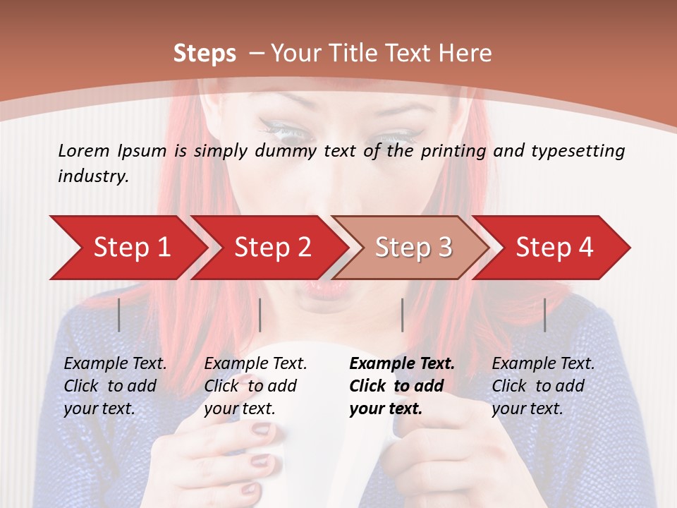 A Woman With Red Hair Holding A Cup Of Coffee PowerPoint Template