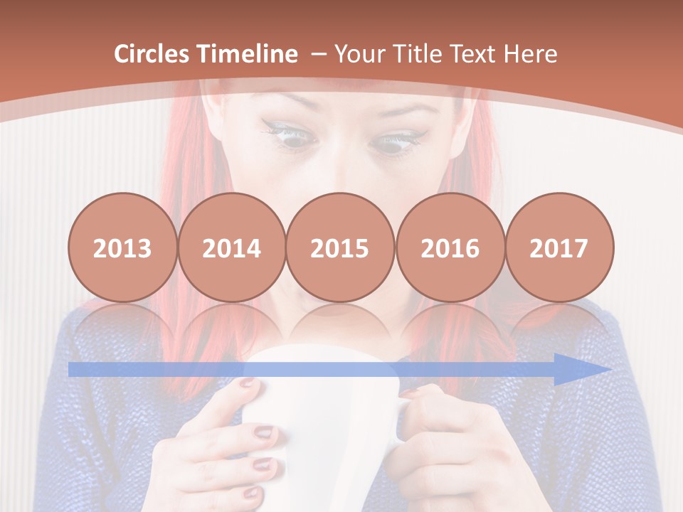 A Woman With Red Hair Holding A Cup Of Coffee PowerPoint Template